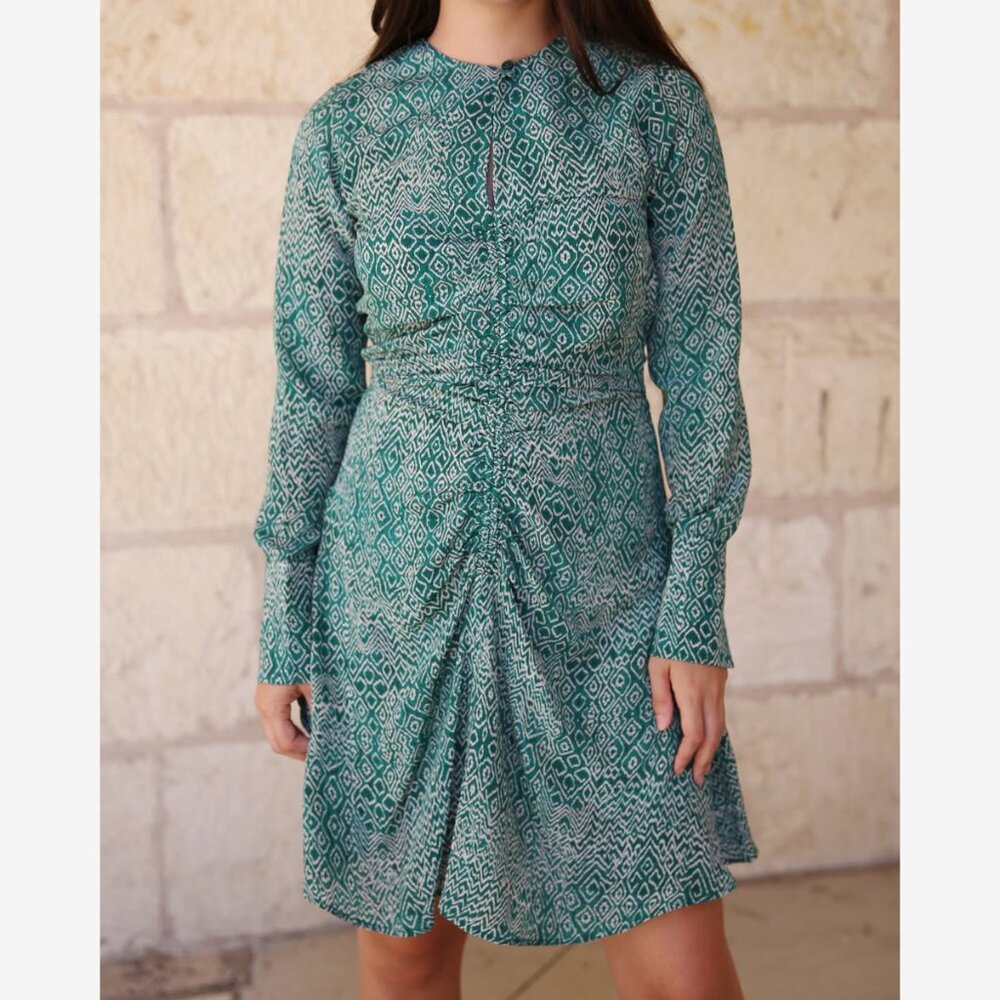 Maria Cher "Moldes Bell" Short Dress in "Emerald Shibory", size Large